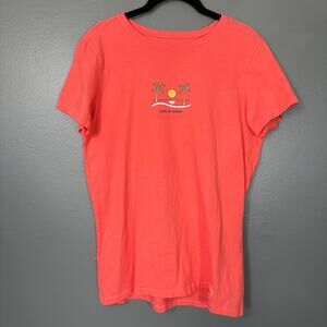 Life Is Good Women's Coral Tropical Palm Trees Crusher Tee - Size Medium - Gorp